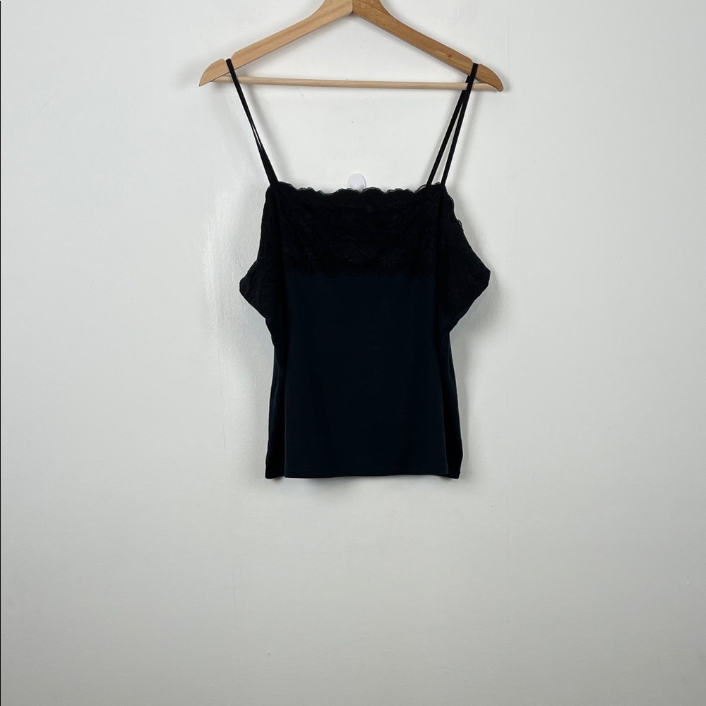 Lord & Taylor Lace Trim Comisole Elegant Black Women's XL Stretch Cami Tank Top